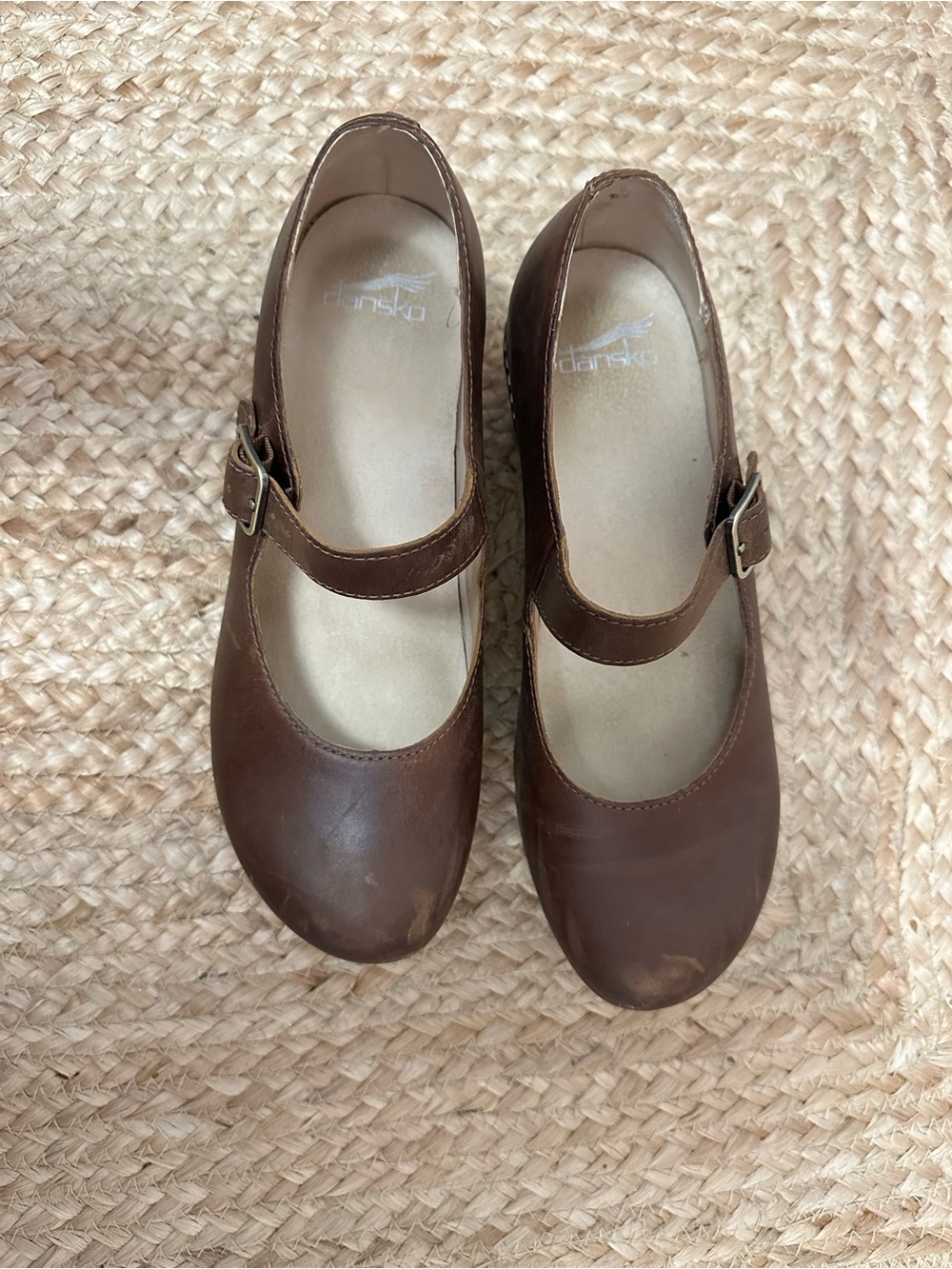 Dansko Brown Leather Mary Jane Clogs